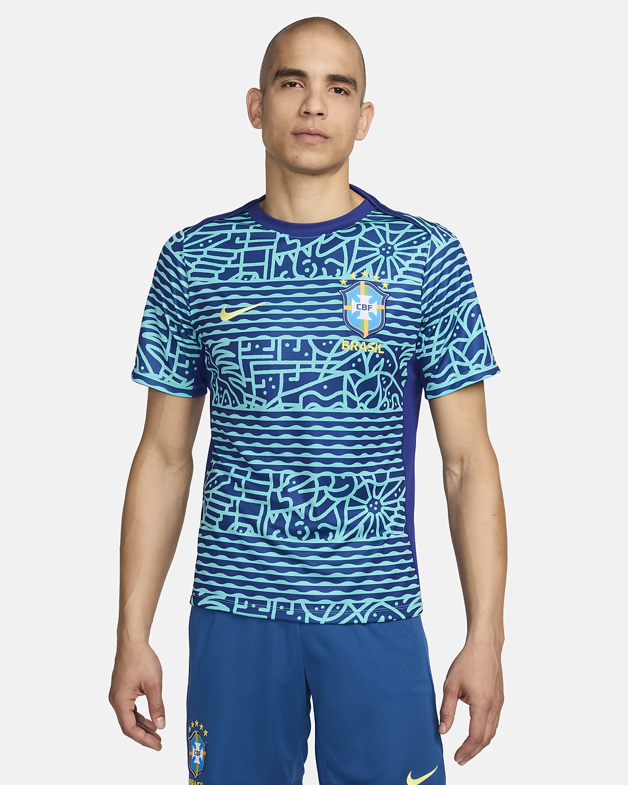 巴西队 Academy Pro Nike Dri-FIT 男子赛前速干短袖足球上衣