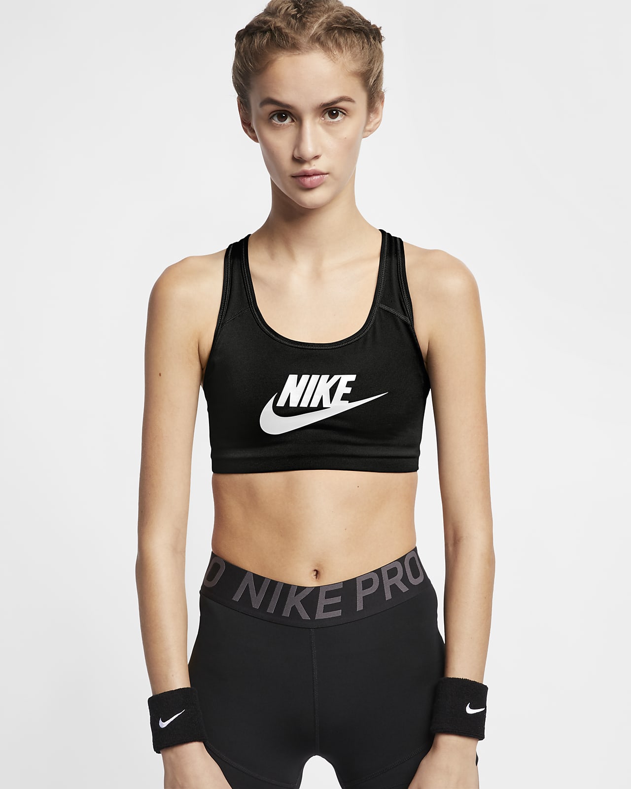 Nike Classic Swoosh Futura 女子中强度支撑速干衬垫运动内衣