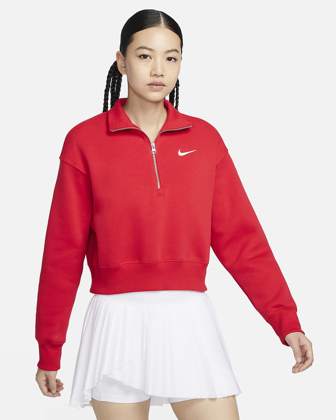 Nike Sportswear Phoenix Fleece 女子 Oversize 风半长拉链开襟短款加绒运动衫