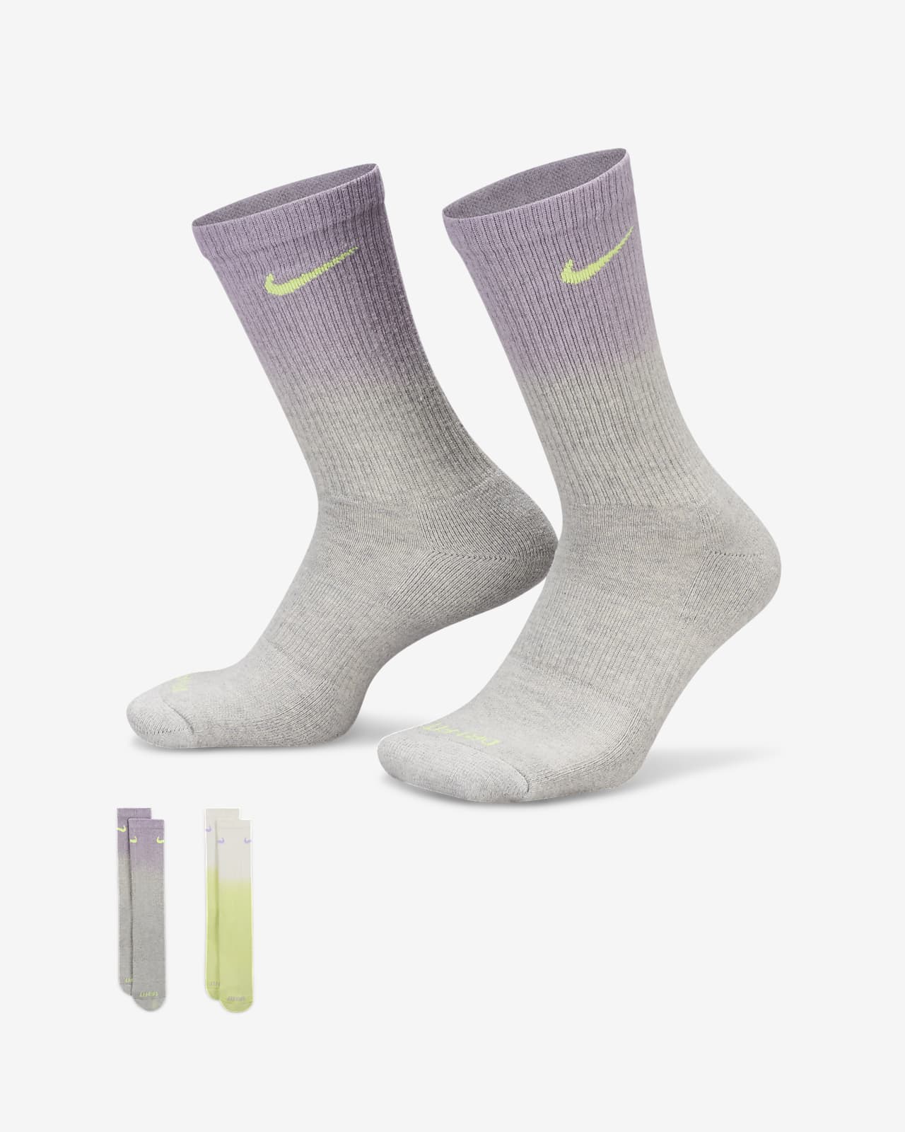Nike Everyday Plus 舒适速干中筒运动袜（2 双）