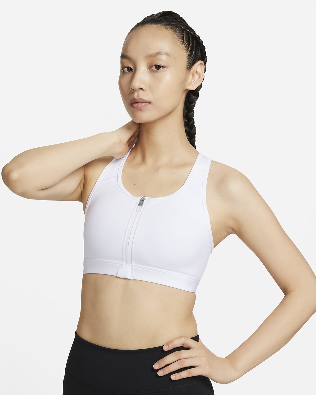 Nike Swoosh 女子中强度支撑速干衬垫前拉链运动内衣