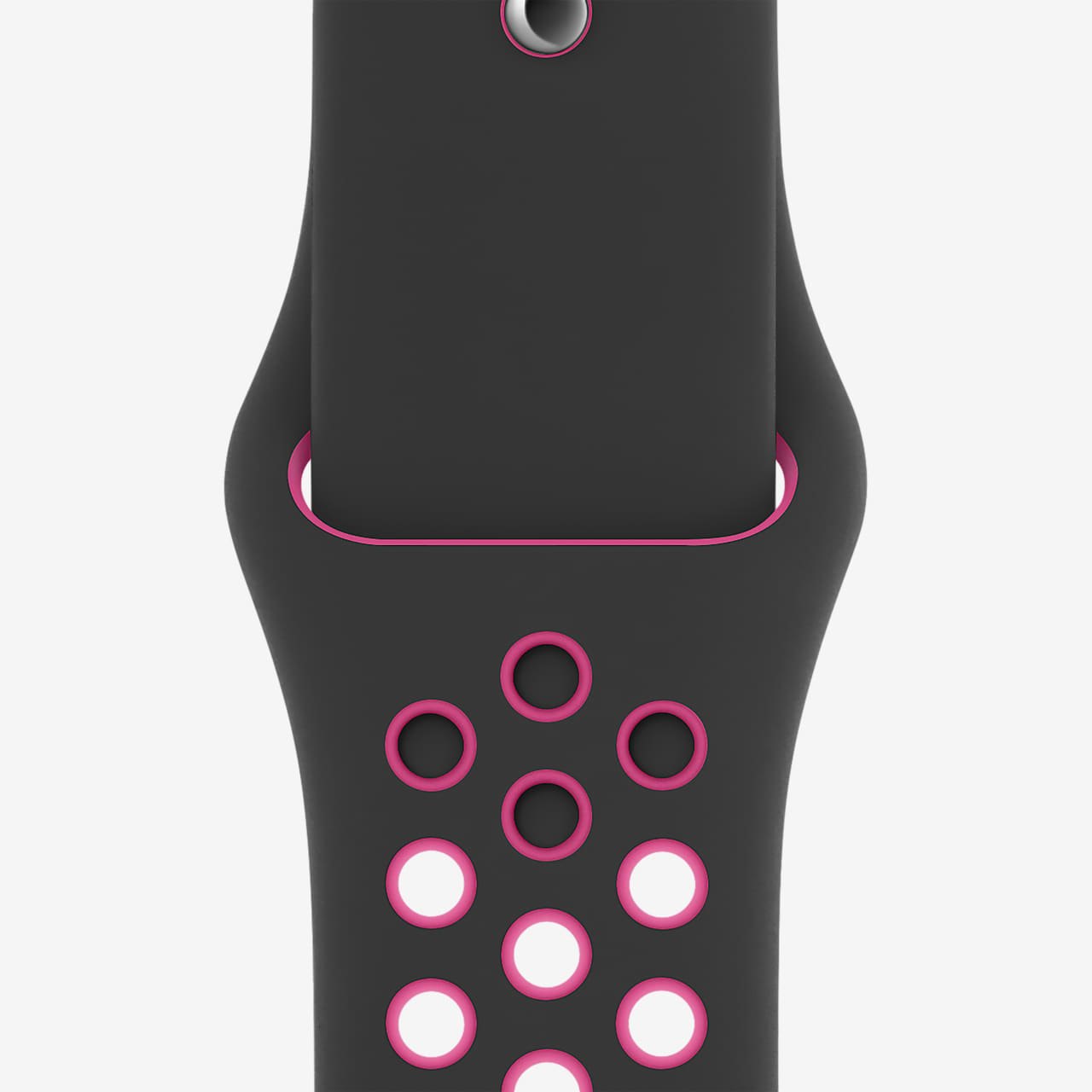 44 毫米黑/闪亮粉色 Nike 运动表带 - 标准号