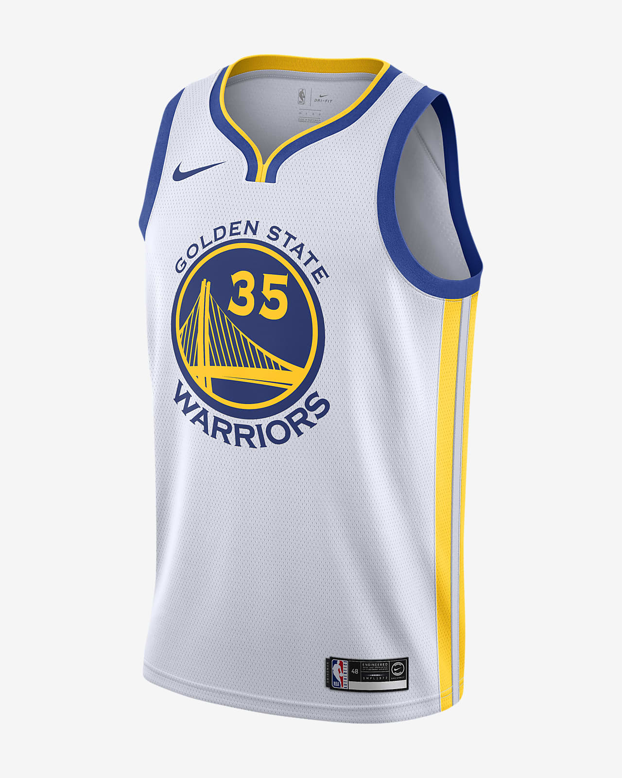 金州勇士队 (Kevin Durant) Association Edition Swingman Jersey Nike NBA Connected Jersey 男子球衣