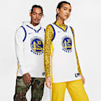 金州勇士队 (Stephen Curry) Association Edition Nike NBA Jersey 男子球衣 - 白色/阿马里洛黄/灯草蓝