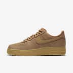Nike Air Force 1 '07 WB 男子空军一号运动鞋板鞋 - 亚麻/橡皮浅褐/黑/麦黄