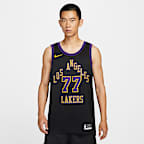 洛杉矶湖人队 City Edition Nike Dri-FIT NBA Swingman Jersey 男子速干球衣 - 黑
