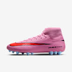 Nike Mercurial Superfly 10 Academy 耐克刺客系列人造草地高帮足球鞋 - 神秘火烈鸟红/鲜橙红/黑