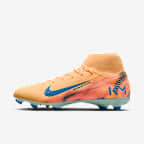 Nike Mercurial Superfly 10 Academy "Kylian Mbappé" 耐克刺客系列姆巴佩 MG 多种场地高帮足球鞋 - 浅甜瓜橙/伊格鲁蓝/孔雀蓝