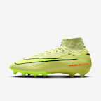 Nike Mercurial Superfly 10 Elite 耐克刺客系列 AG 人造草地高帮足球鞋 - 亮石灰色/橙红/荧光黄