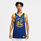 2020 赛季金州勇士队 (Stephen Curry) Icon Edition Nike NBA Swingman Jersey 男子球衣 - 灯草蓝/白色/阿马里洛黄