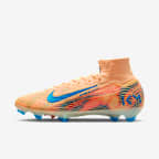 Nike Mercurial Superfly 10 Elite "Kylian Mbappé" 耐克刺客系列姆巴佩天然硬质草地足球鞋 - 浅甜瓜橙/伊格鲁蓝/孔雀蓝