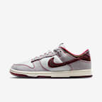 Nike Dunk Low Retro SE 男子运动鞋 - 白金色/狼灰/队红/鲜亮勃艮第酒红