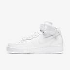 Nike Air Force 1 '07 Mid 女子空军一号运动鞋板鞋 - 白色/白色/白色