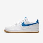 Nike Air Force 1 '07 男子空军一号运动鞋 - 白色/橡皮浅褐/极光蓝