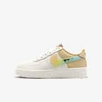 Nike Air Force 1 大童空军一号运动鞋 - 帆白/芝麻棕/亮眼柠檬黄/多色