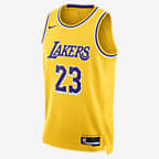 洛杉矶湖人队 Icon Edition Nike Dri-FIT NBA Swingman Jersey 男子透气速干球衣 - 阿马里洛黄