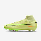 Nike Mercurial Superfly 10 Elite 耐克刺客系列 FG 天然硬质草地高帮足球鞋 - 亮石灰色/橙红/荧光黄