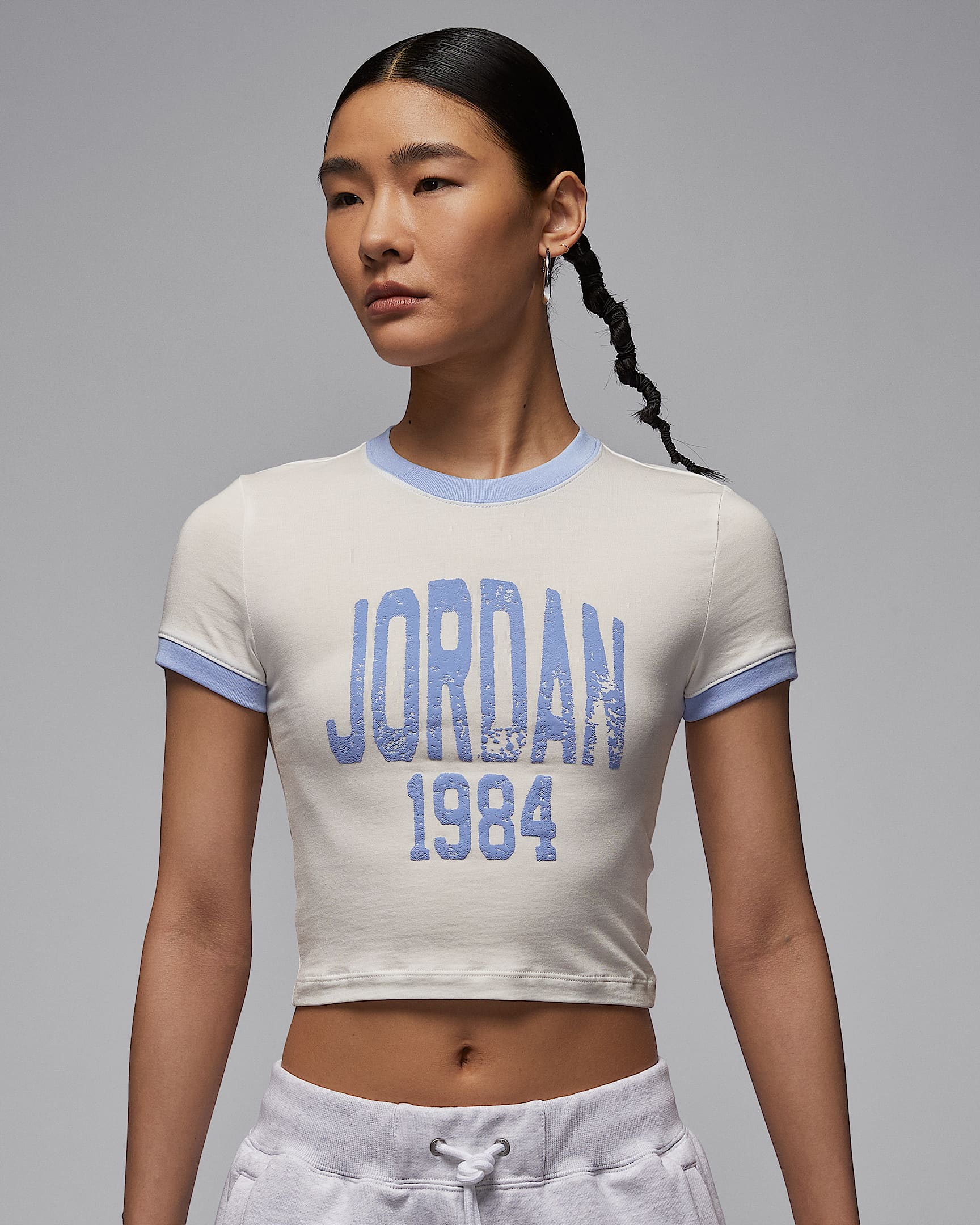 Jordan 女子短款印花T恤 - 帆白