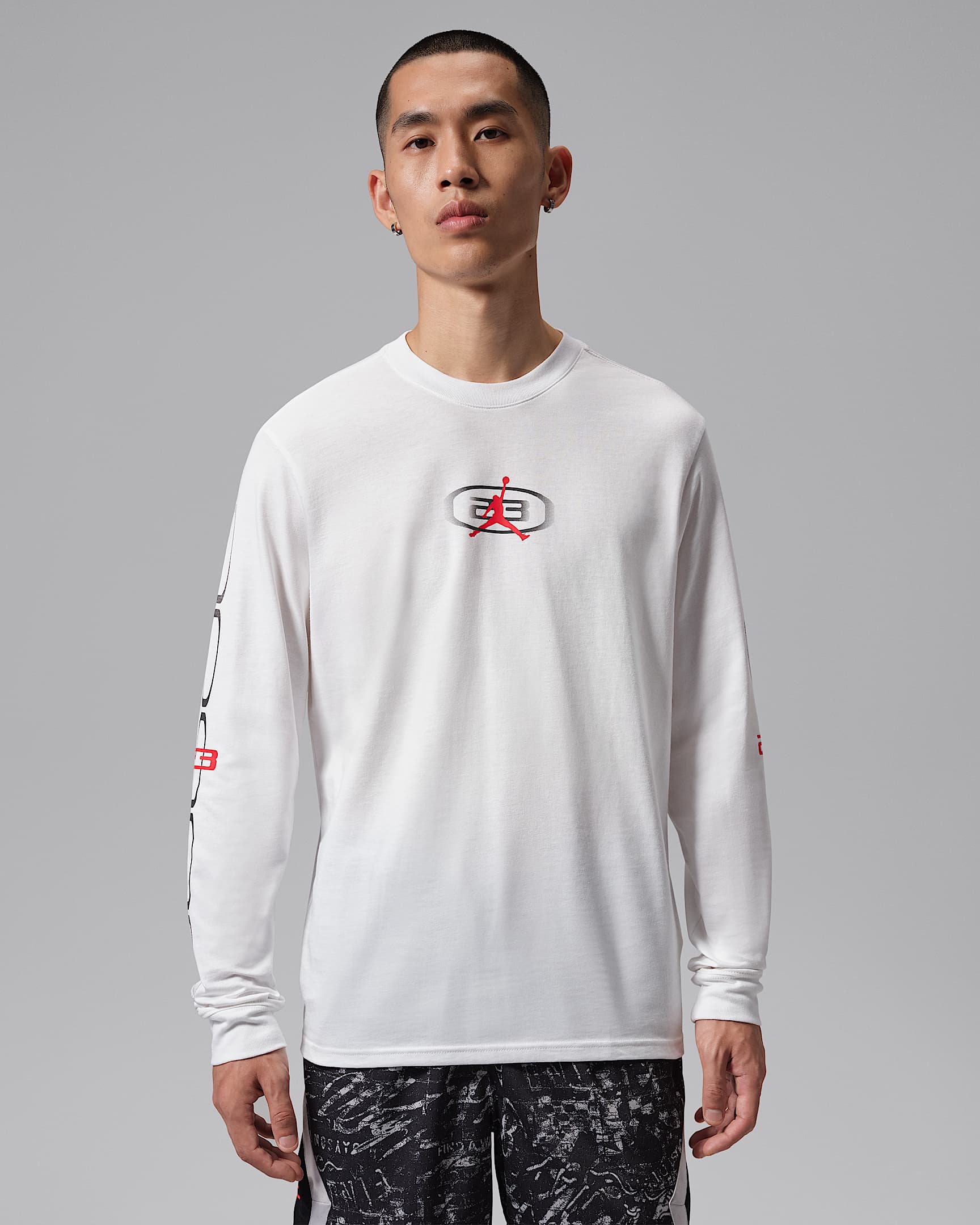 Jordan Sport Dri-FIT 男子速干长袖T恤 - 白色/大学红