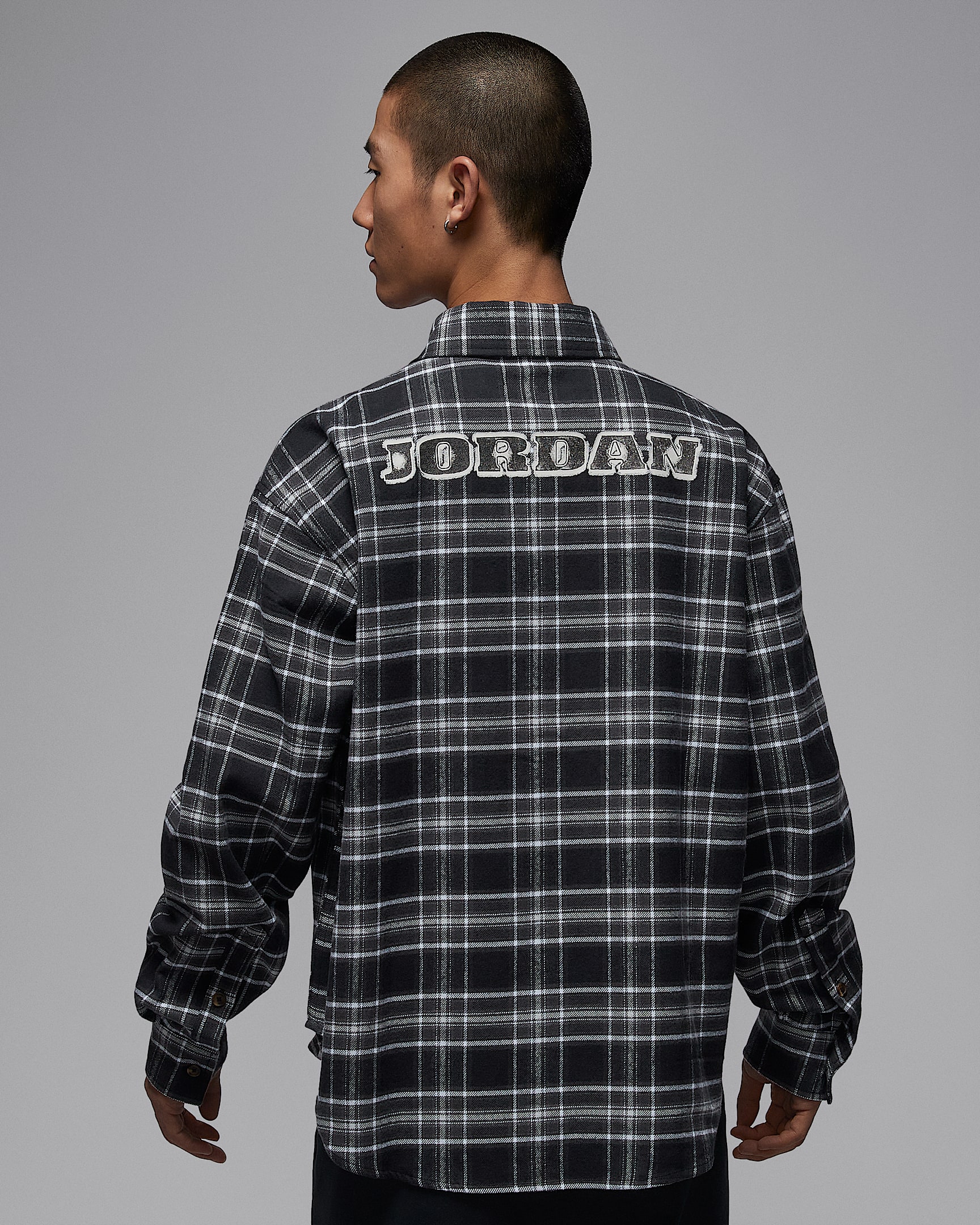 Jordan Brooklyn 男子图案法兰绒衬衫 - 黑/帆白