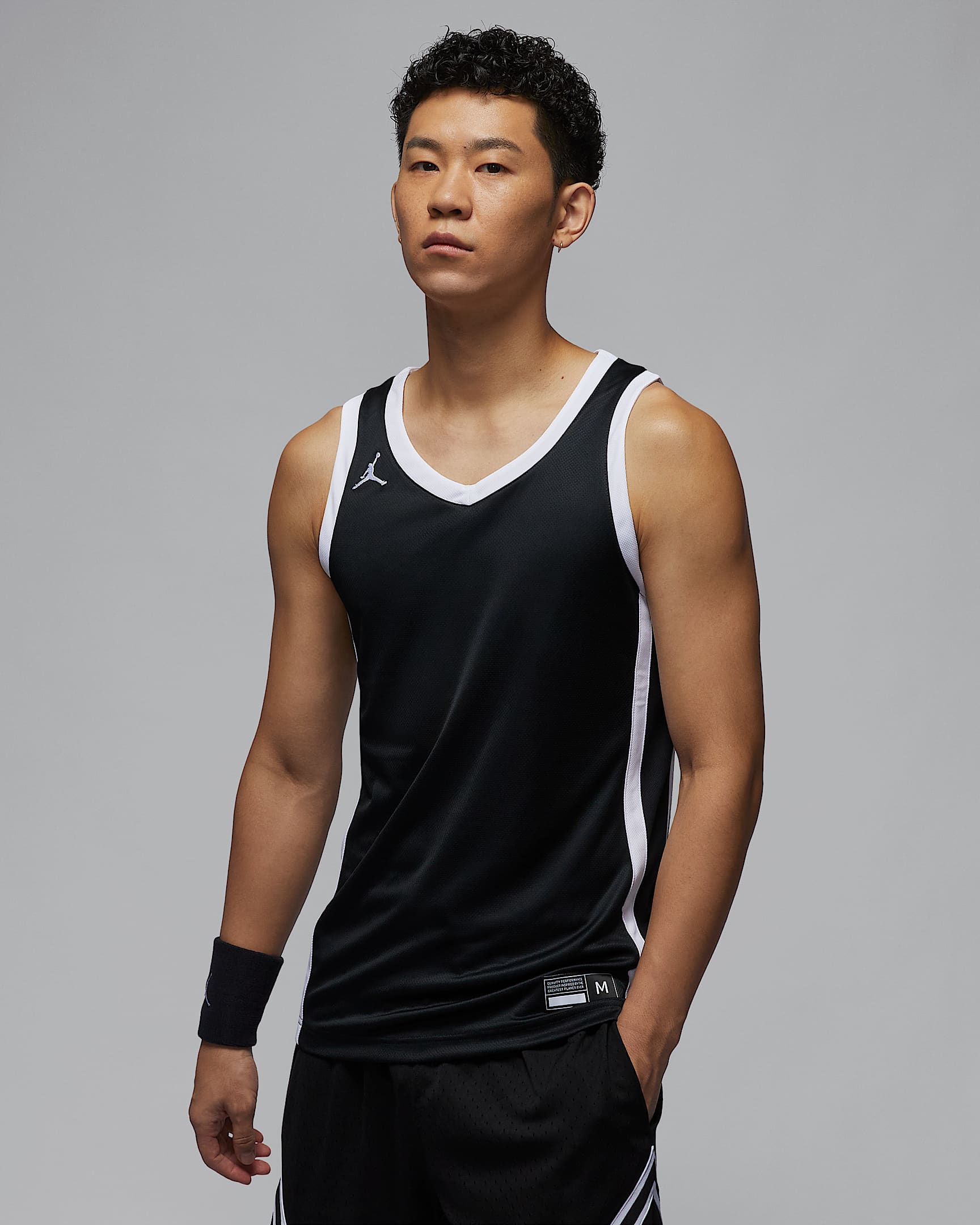 Jordan Dri-FIT Stock 男子速干球衣 - 团队黑/团队白/白色