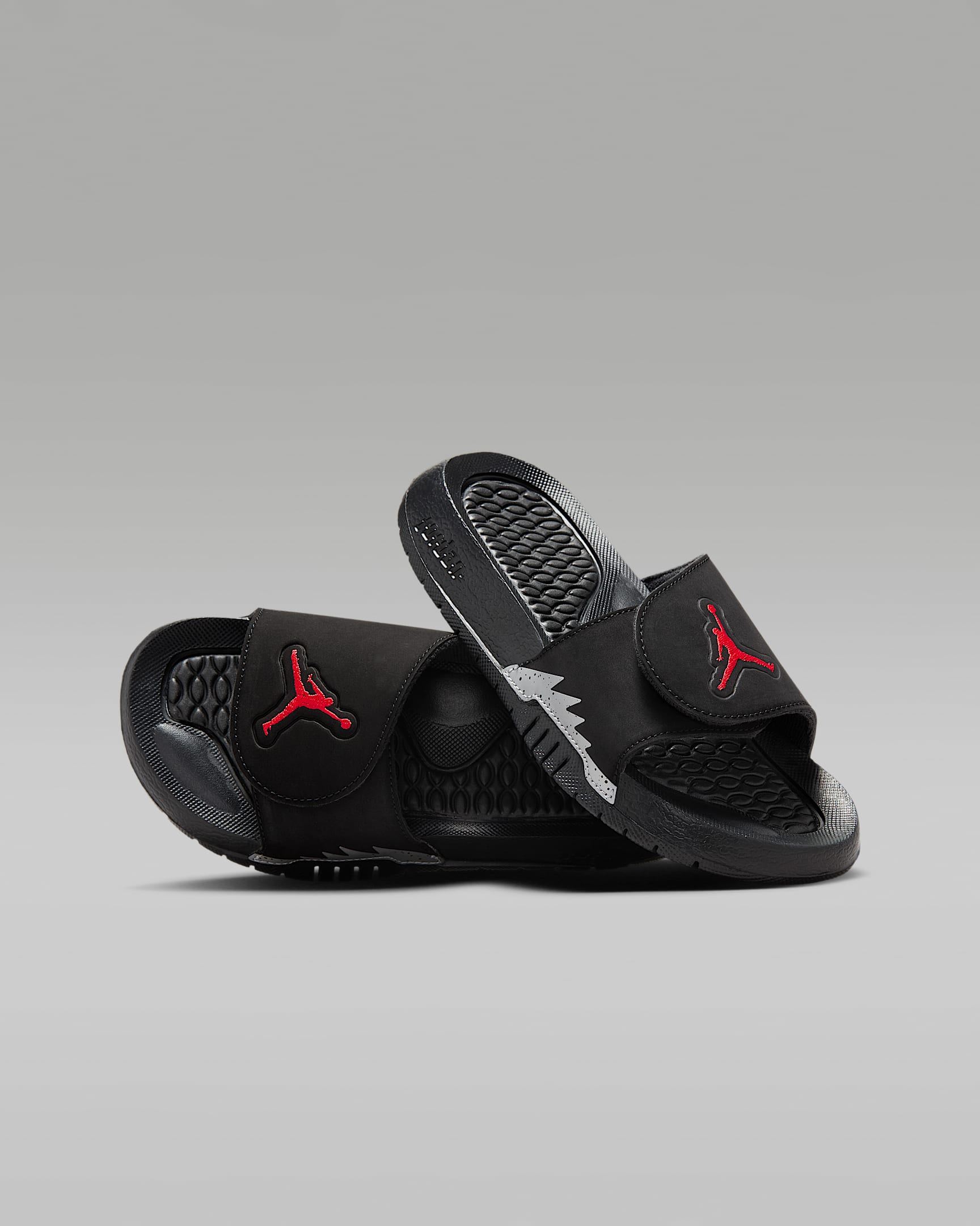 Jordan Hydro 5 Retro 大童拖鞋 - 黑/银/火焰红