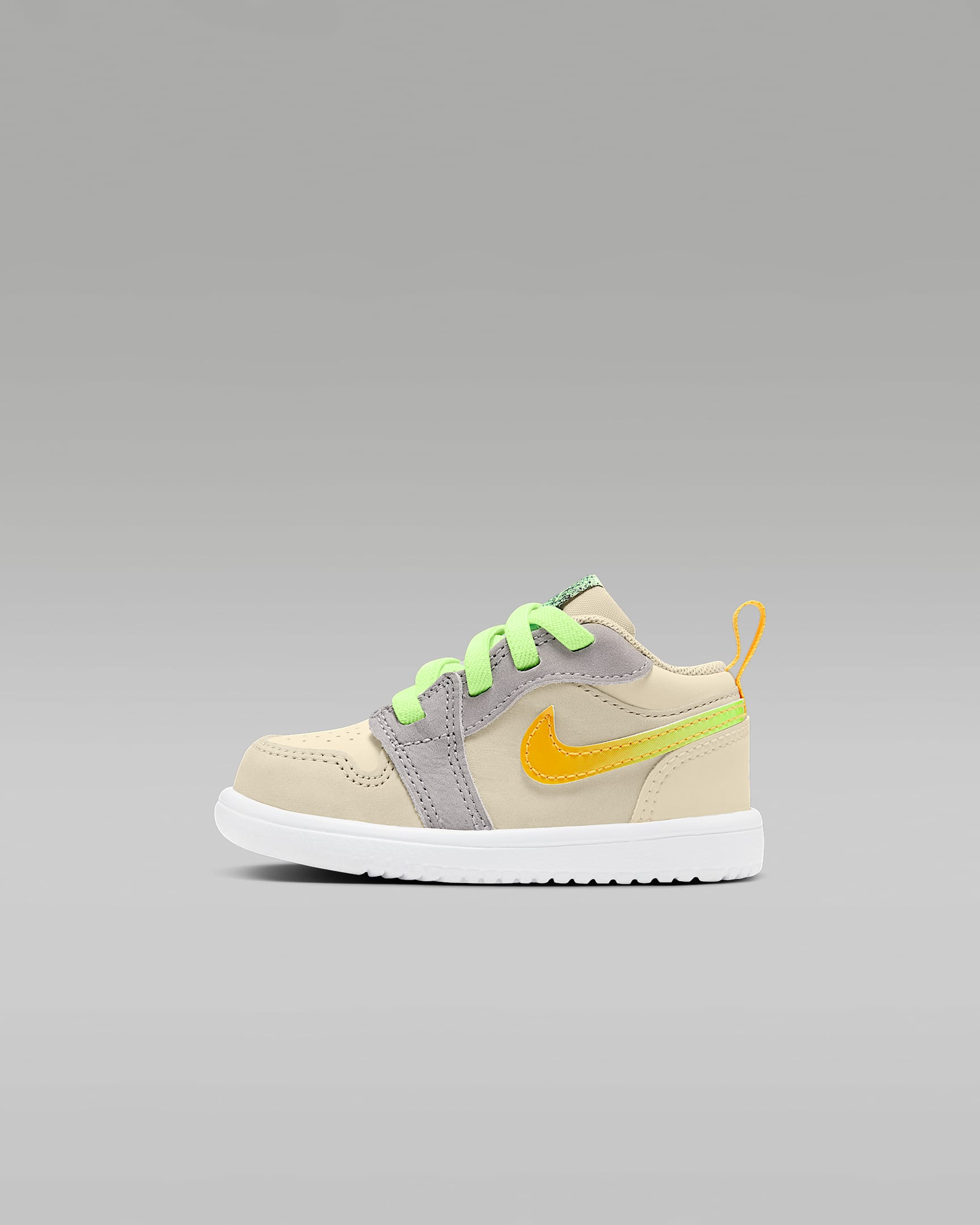 Jordan 1 Low Alt Sneaker School 婴童运动鞋 - 赭石沙色/微橙/大气灰/爆炸绿黄