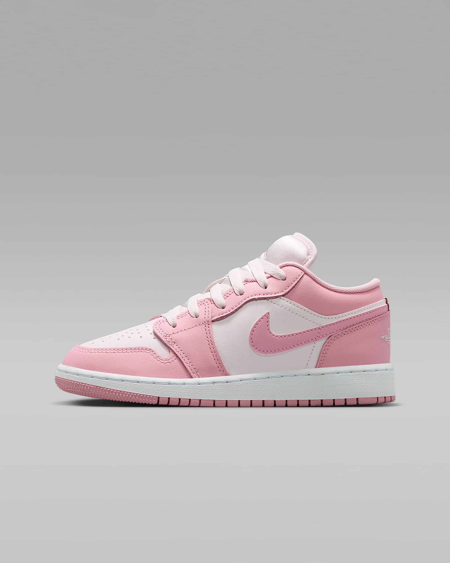 Air Jordan 1 Low 大童运动鞋 - 中柔粉/白色/珍珠粉