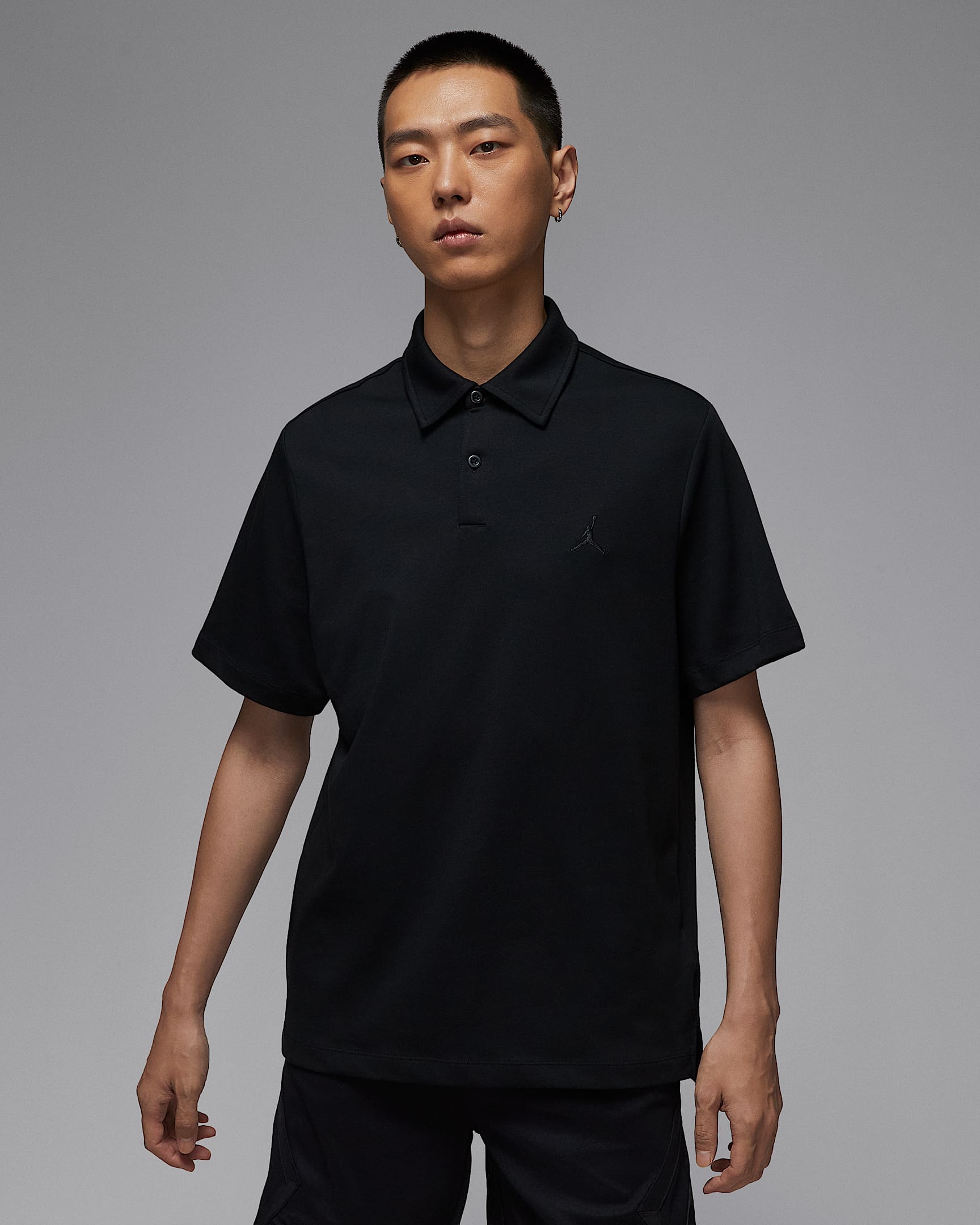 Jordan Sport Dri-FIT 男子速干高尔夫翻领T恤 - 黑/黑