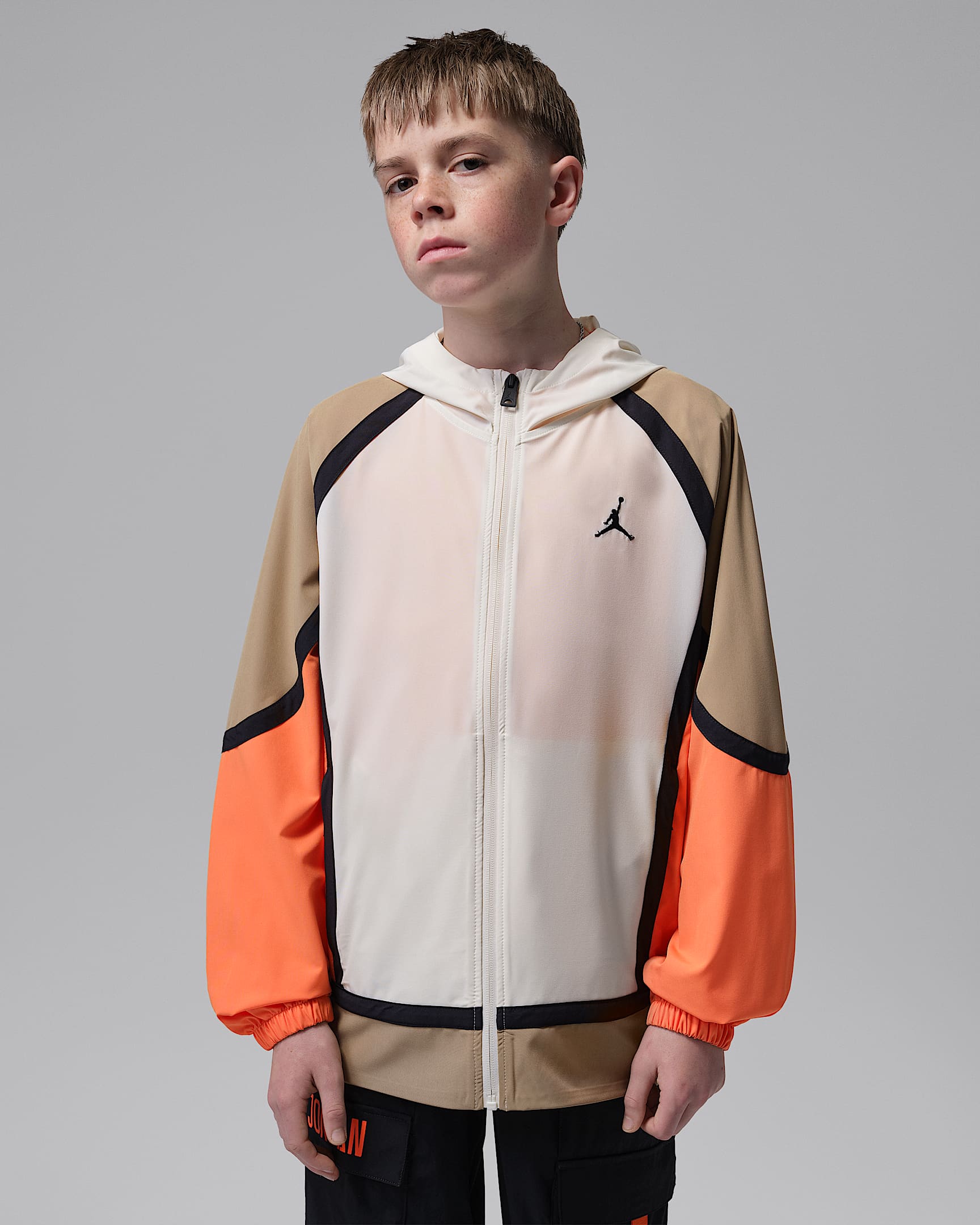 Jordan 大童凉感撞色梭织夹克防晒衣皮肤衣 - 淡象牙白