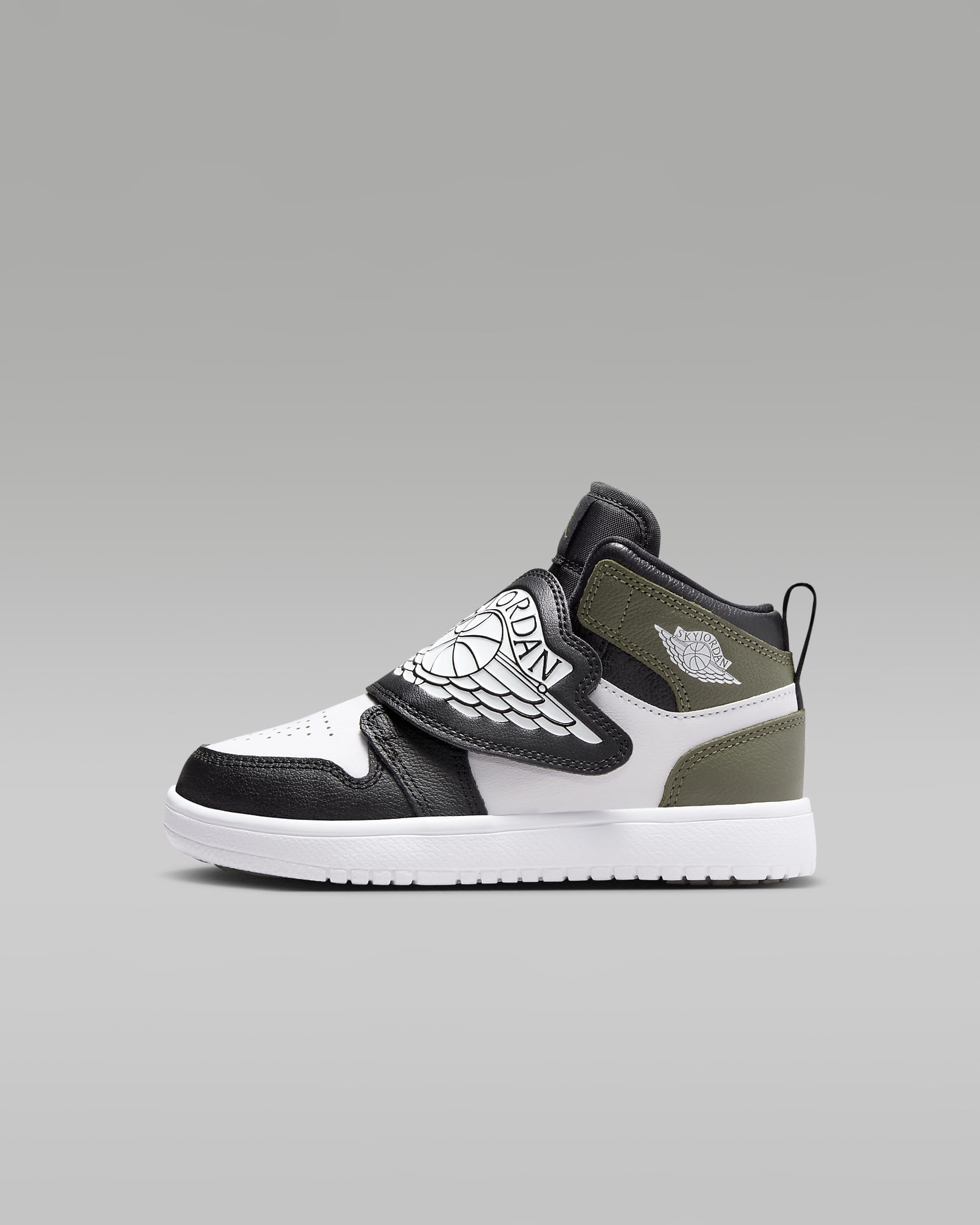 Sky Jordan 1 幼童易穿脱运动鞋 - 黑/中橄榄绿/白色