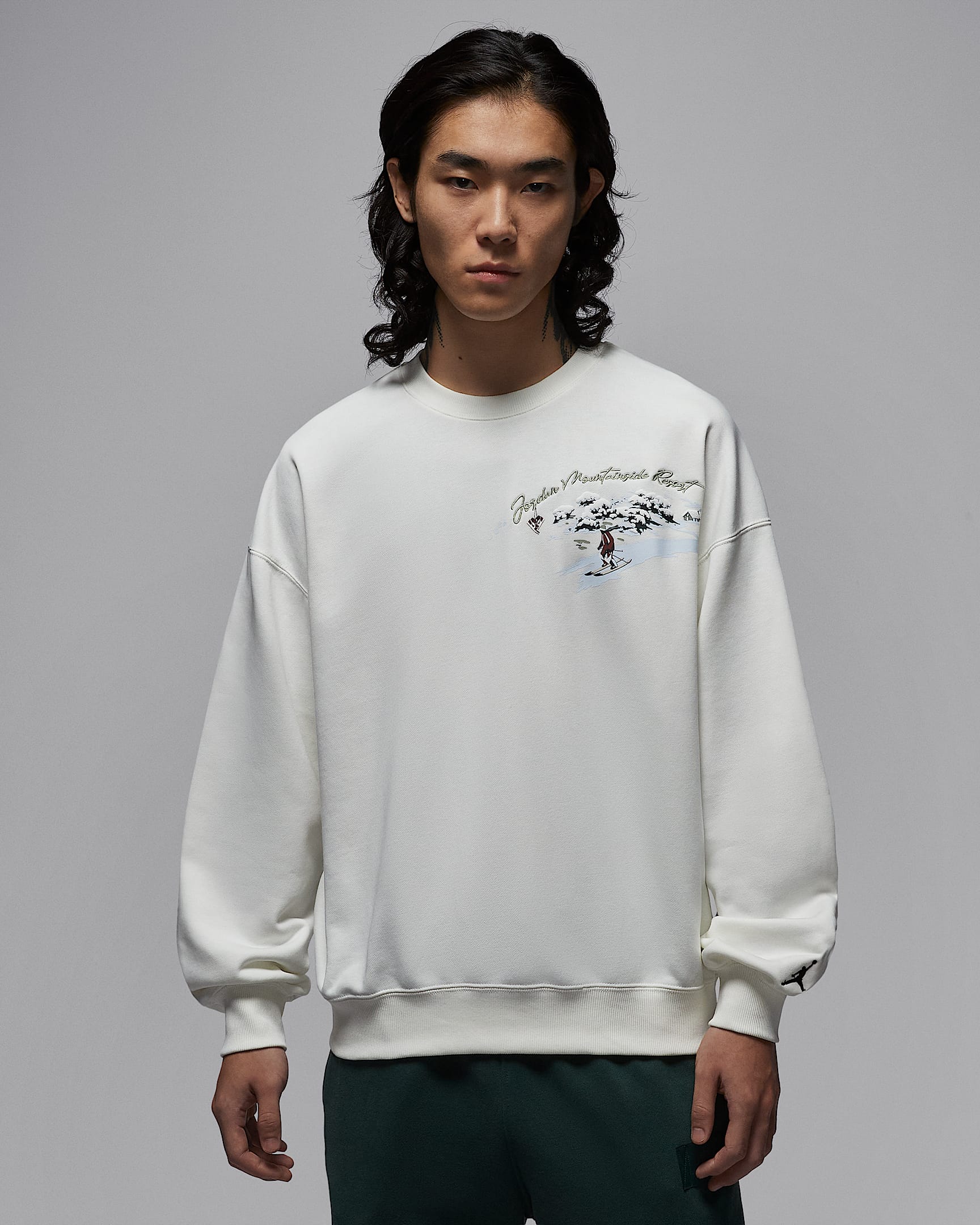 Jordan Brooklyn Fleece 男子针织圆领运动衫 - 帆白/黑