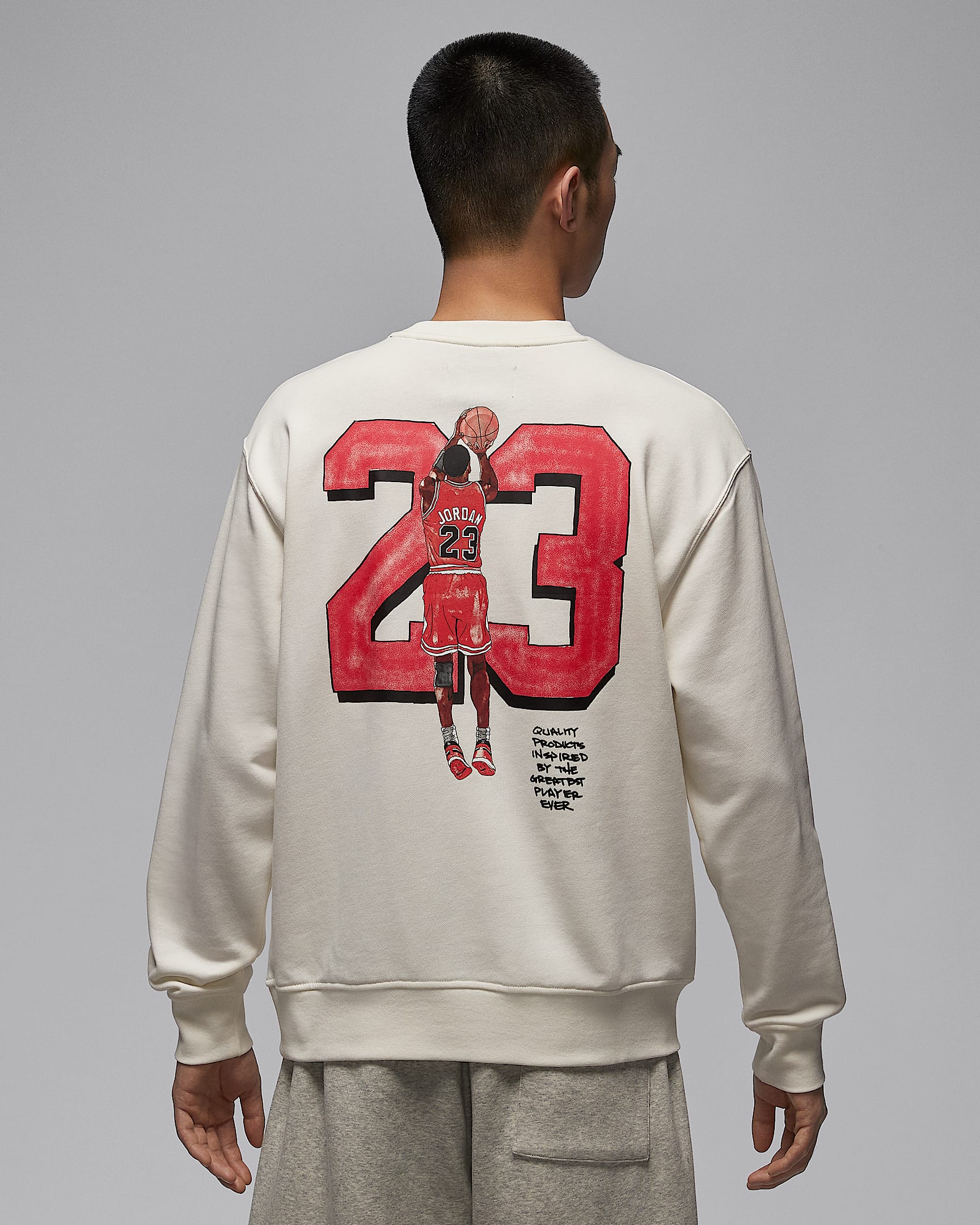 Jordan Fleece 男子图案圆领运动衫 - 帆白