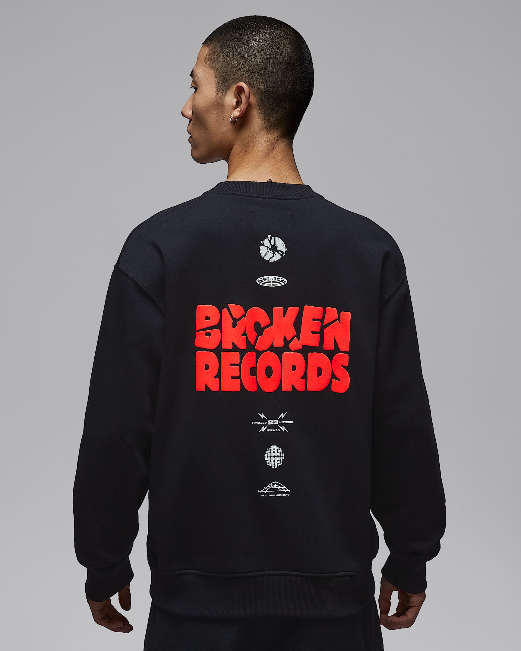 Jordan Brooklyn Fleece 男子圆领运动衫 - 黑/红外线红 23