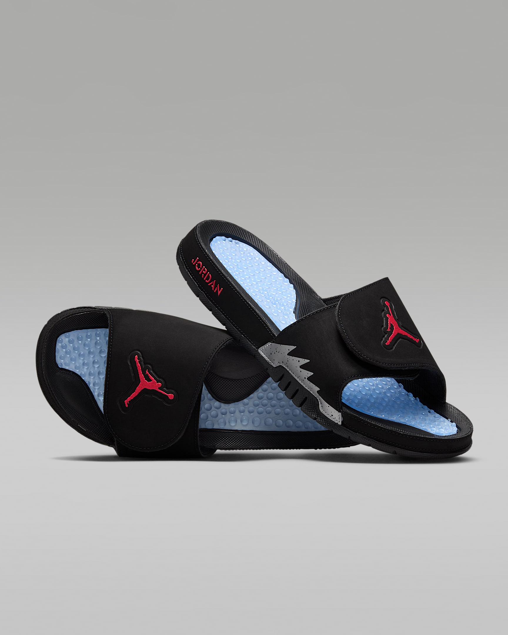 Jordan Hydro 5 Retro 男子拖鞋 - 黑/银/火焰红