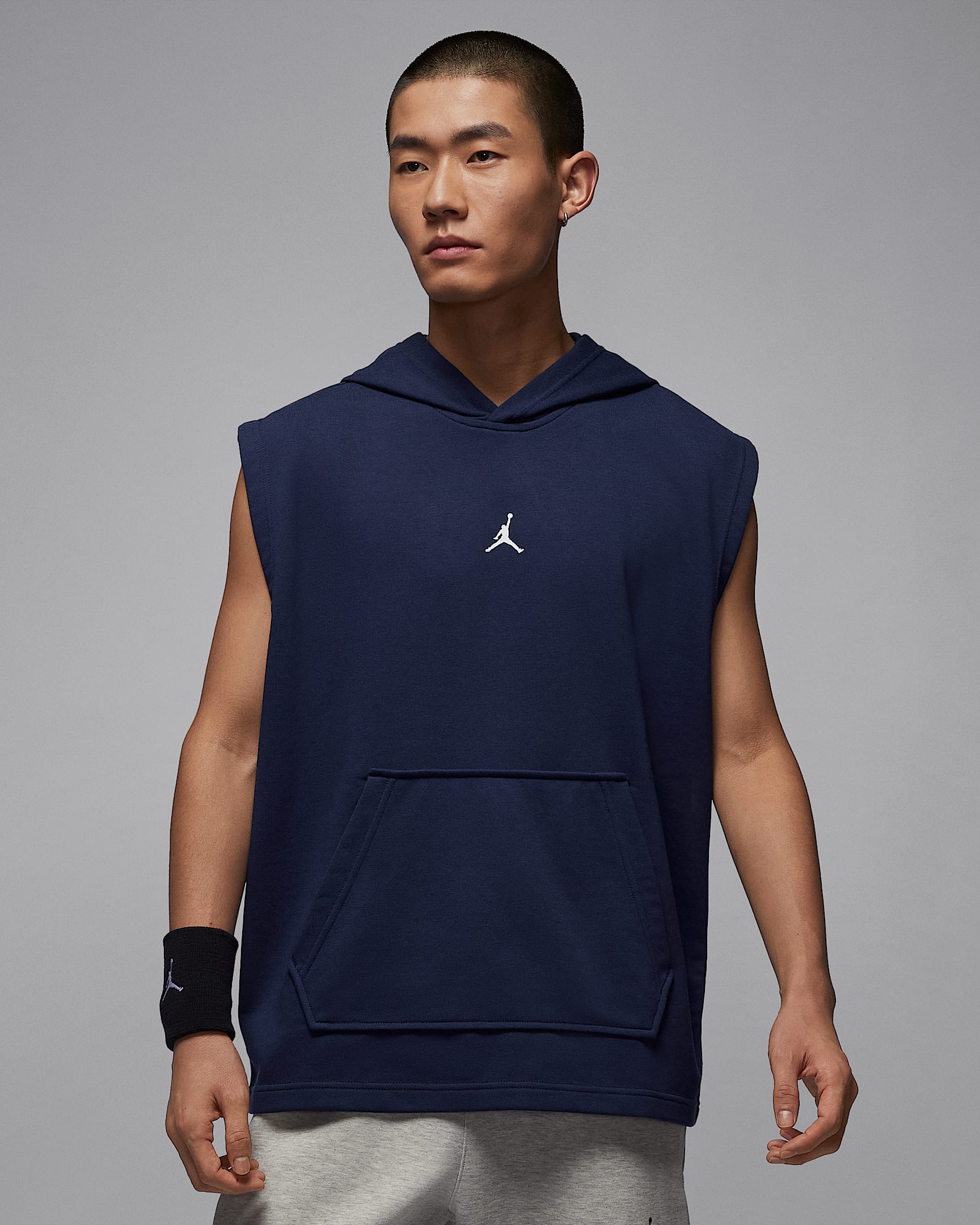 Jordan Sport Crossover Dri-FIT 男子速干无袖套头连帽衫 - 深藏青/白色