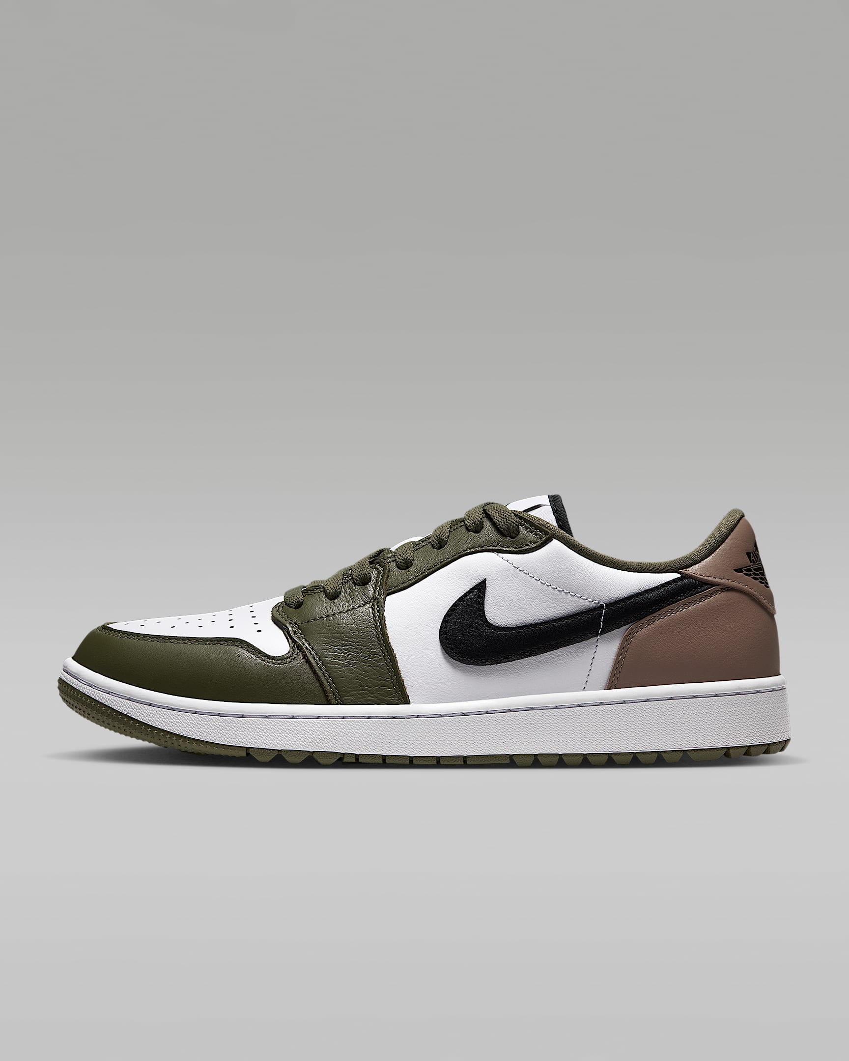 Air Jordan 1 Low G 高尔夫球鞋缓震抓地 - 白色/中橄榄绿/卡其/黑