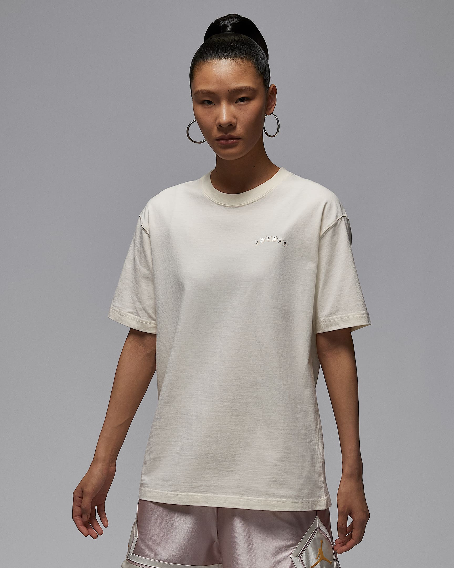 Jordan 女子 Oversize 风印花T恤 - 珍珠灰