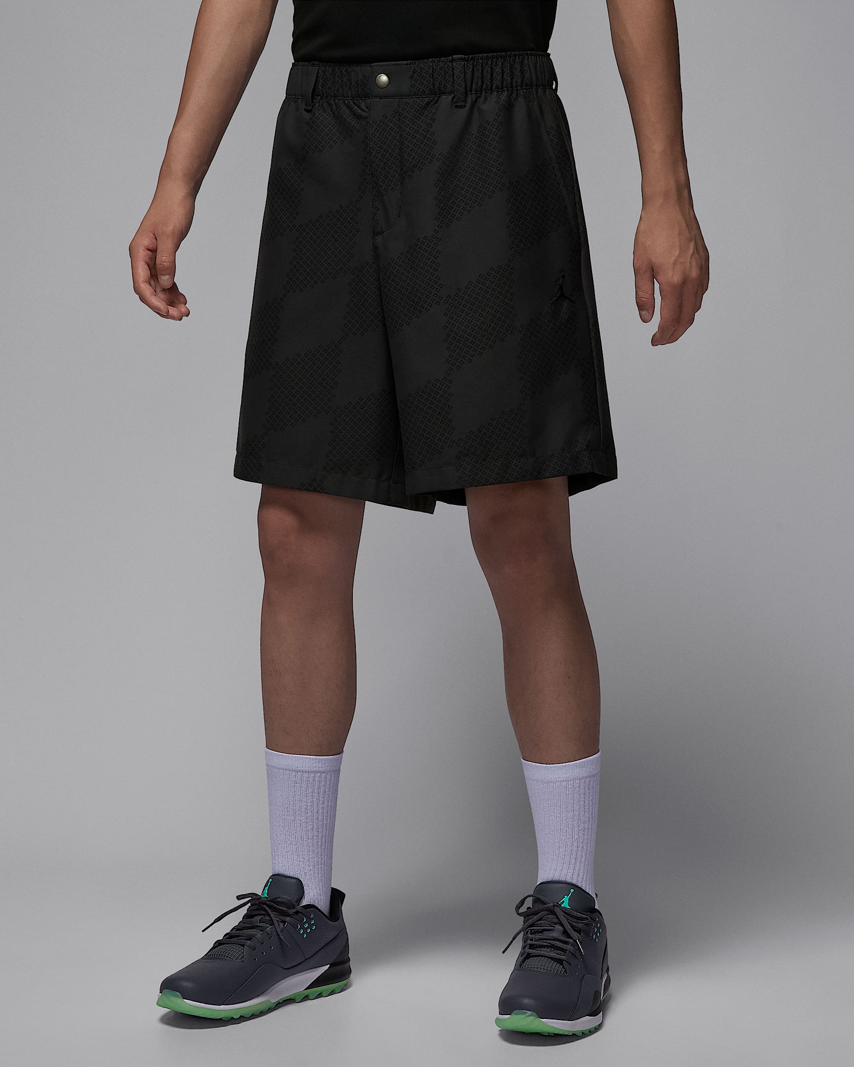 Jordan Sport Dri-FIT 男子速干印花高尔夫短裤 - 灰黑/黑