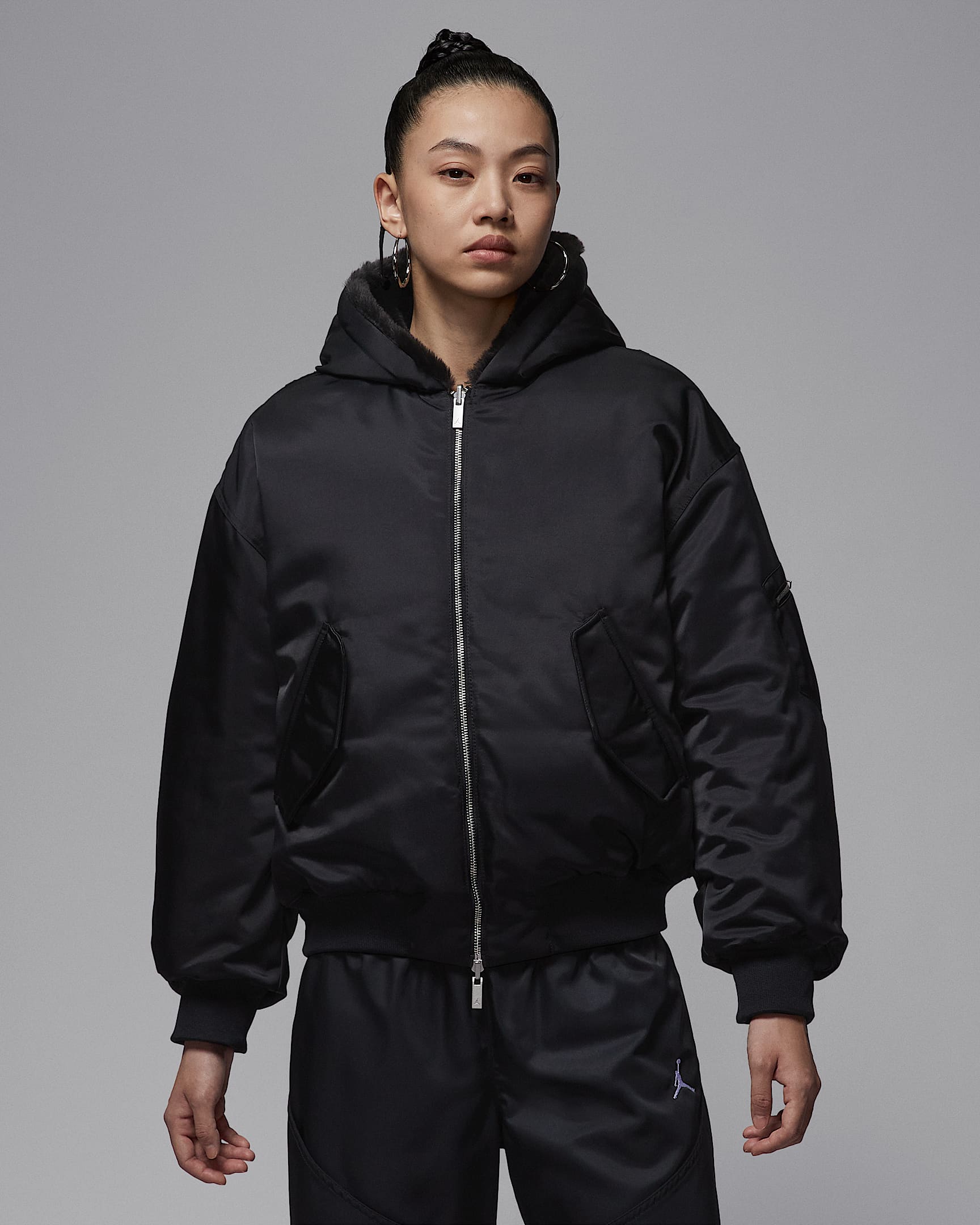 Jordan Renegade Flight Therma-FIT 女子双面穿人造毛皮夹克 - 黑
