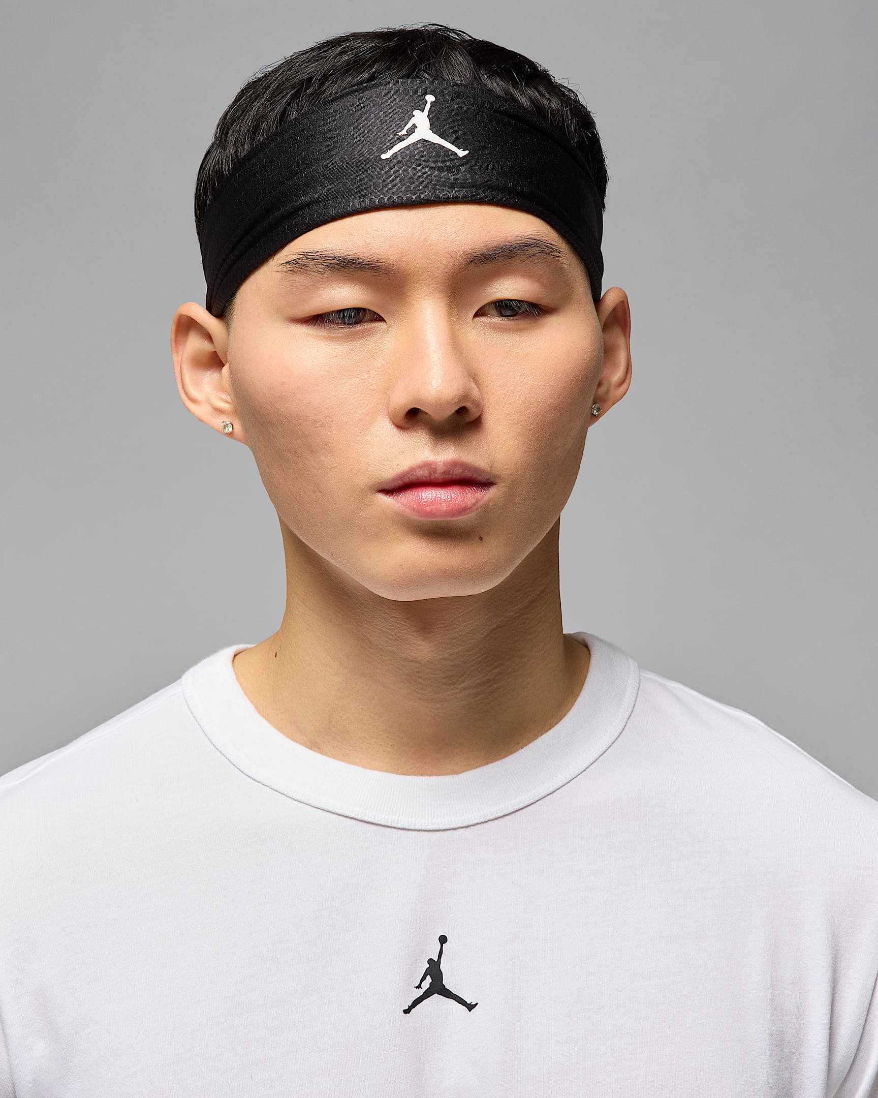 Jordan Performance Sport Dri-FIT 可调节速干头带(1 条) - 黑/白色