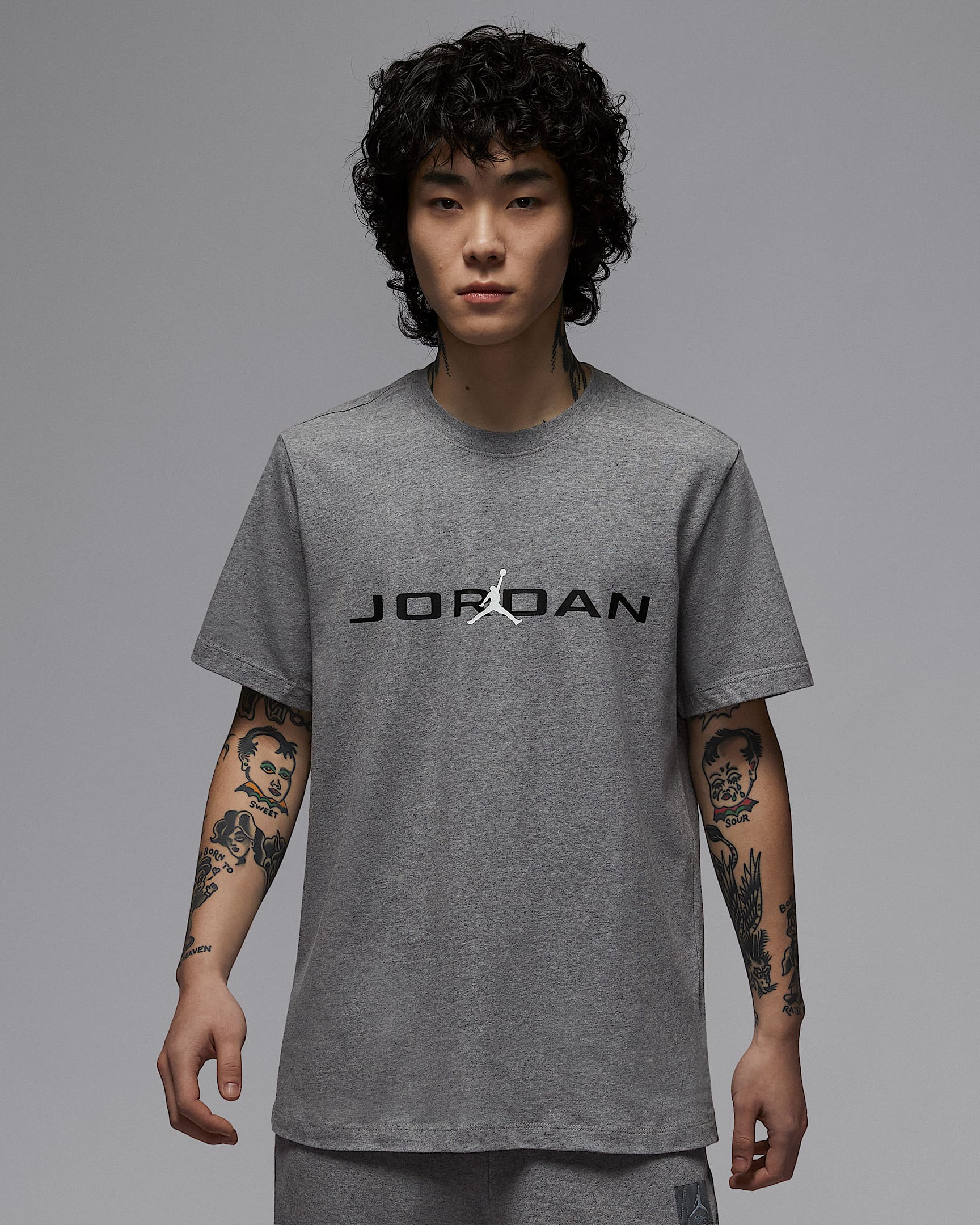 Jordan Air 男子T恤 - 碳素灰/黑/白色
