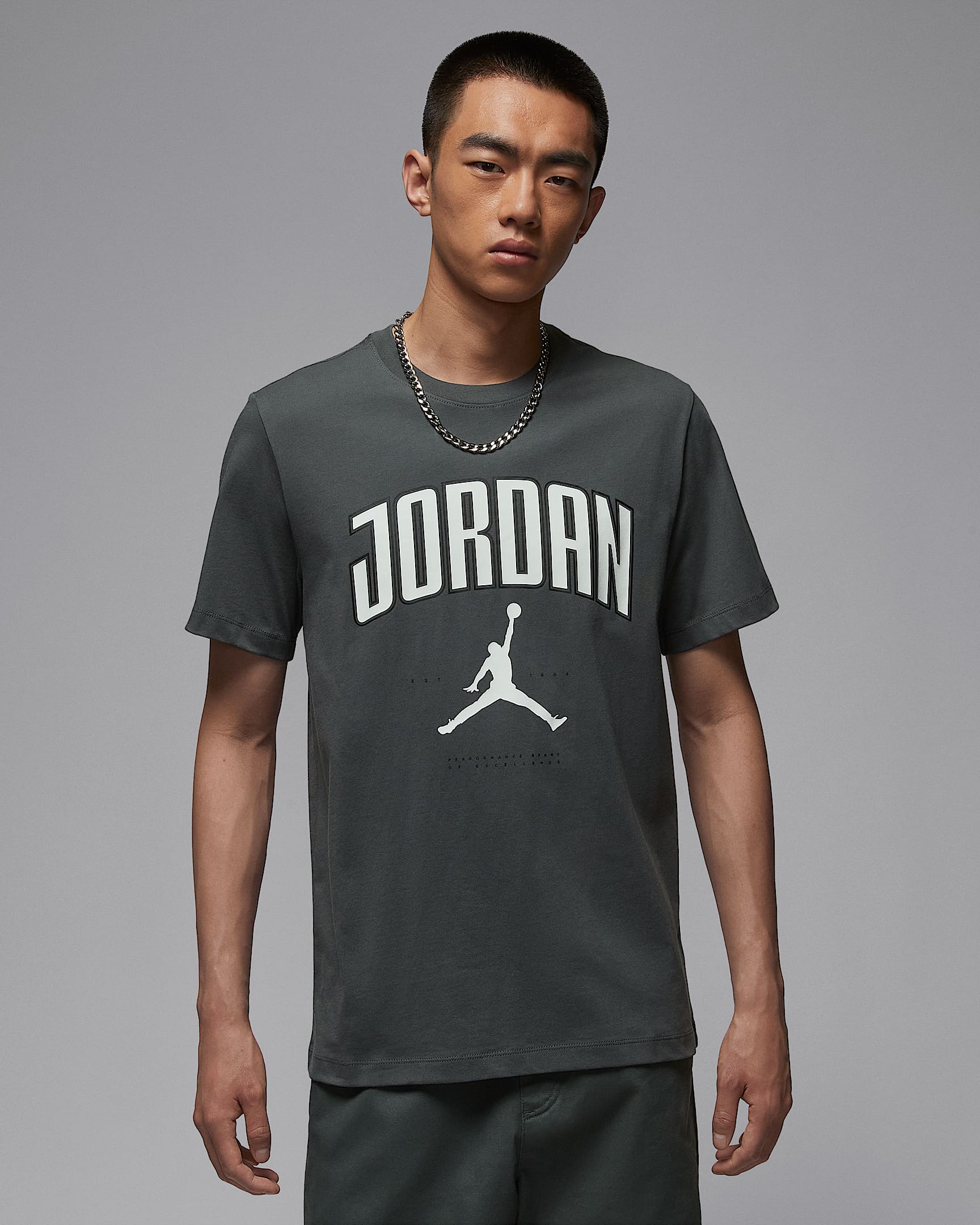 Jordan 男子T恤 - 铁灰/白色