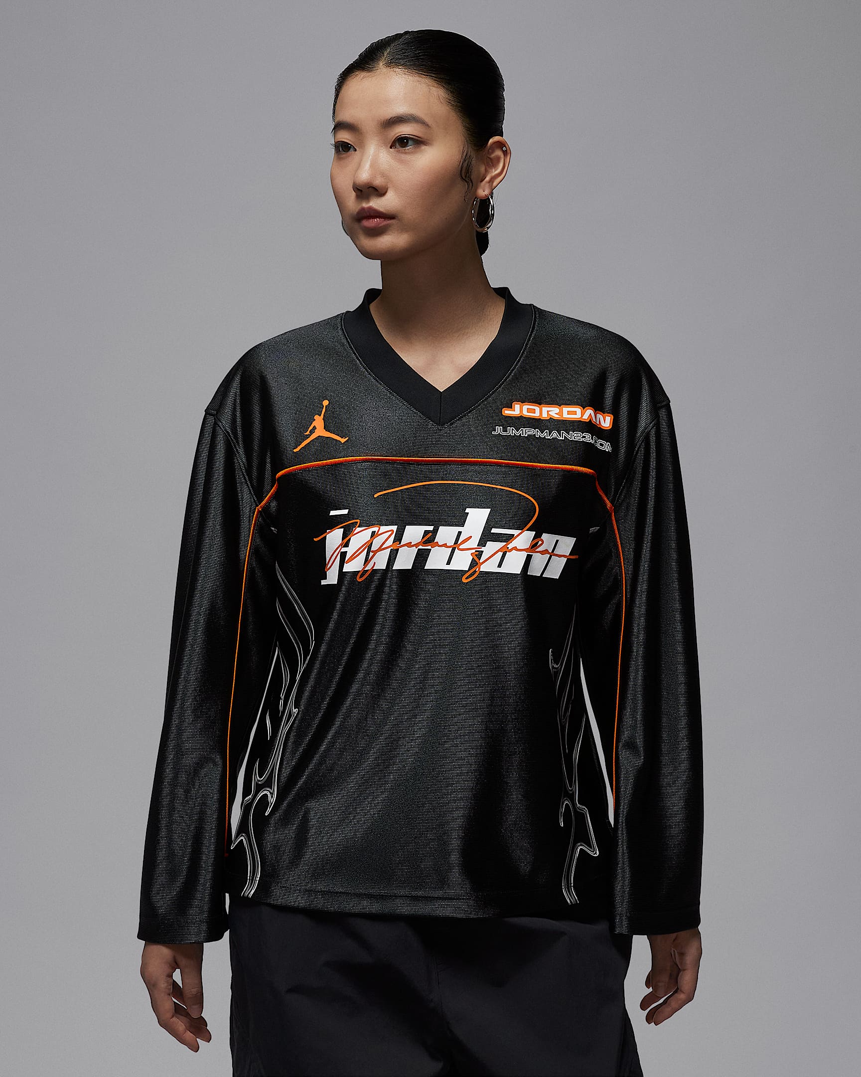 Jordan 女子长袖针织上衣 - 灰黑