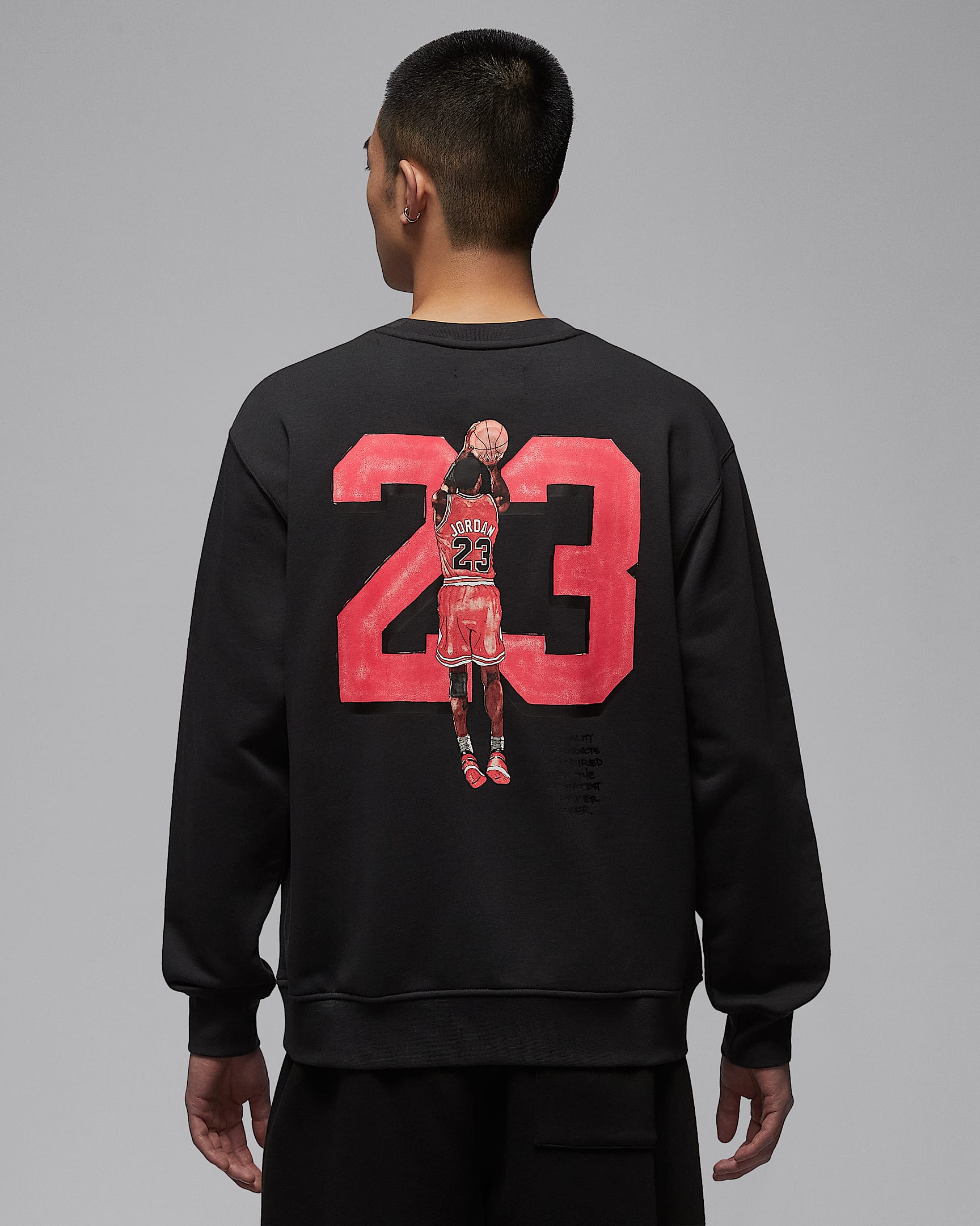 Jordan Fleece 男子图案圆领运动衫 - 灰黑