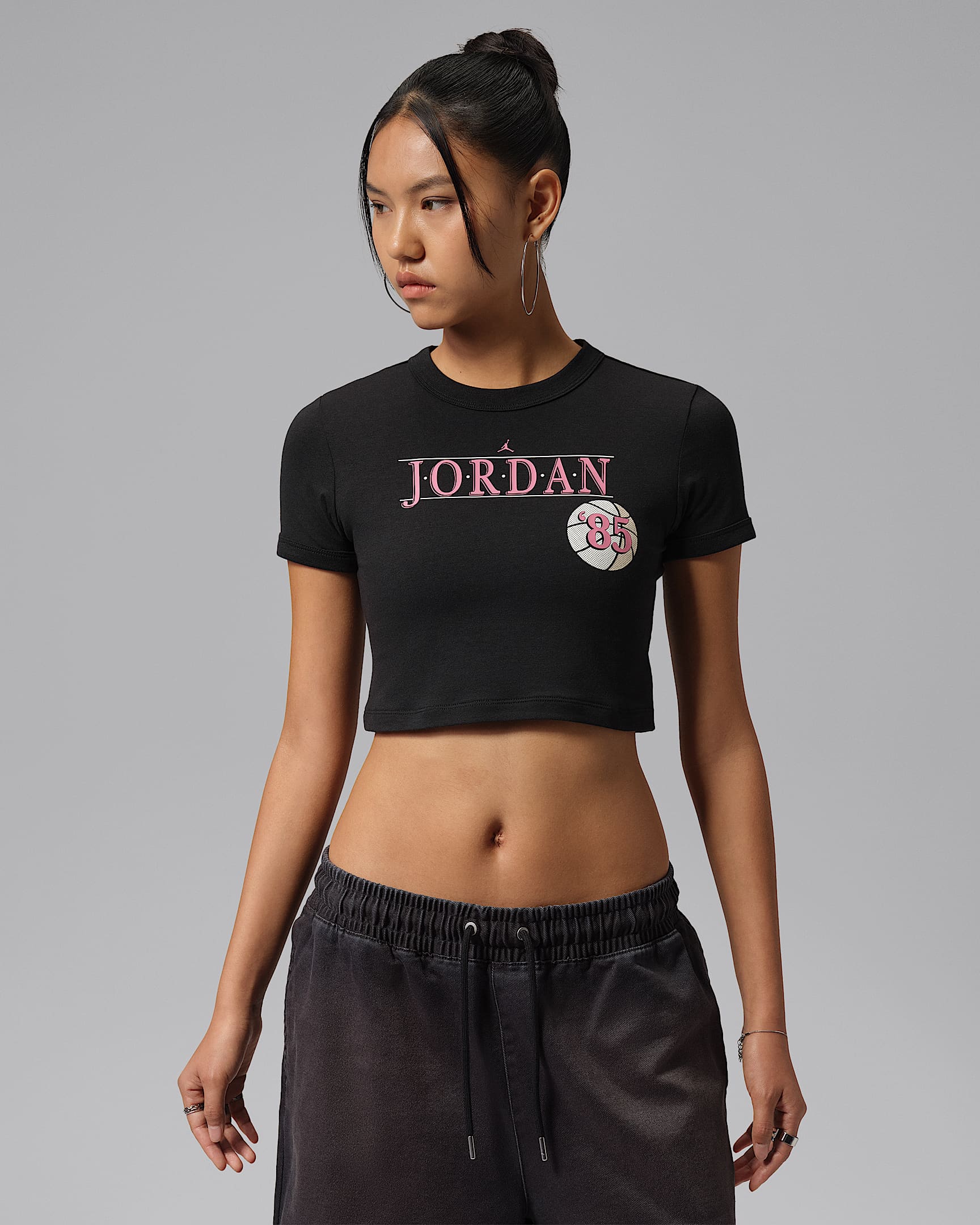 Jordan 女子短袖T恤 - 黑/黑