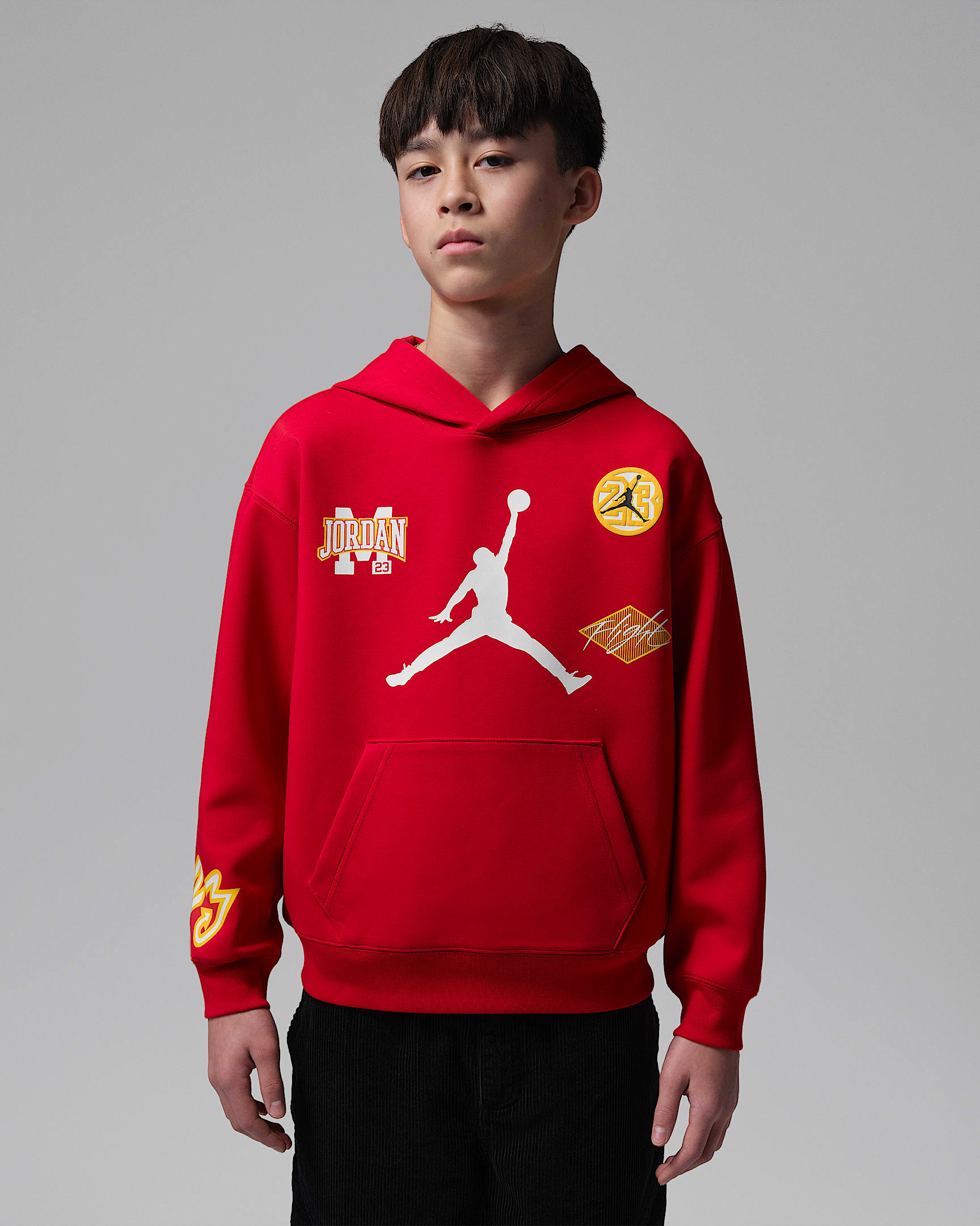 Jordan Dynasty Patch Interlock 大童套头连帽衫 - 健身红