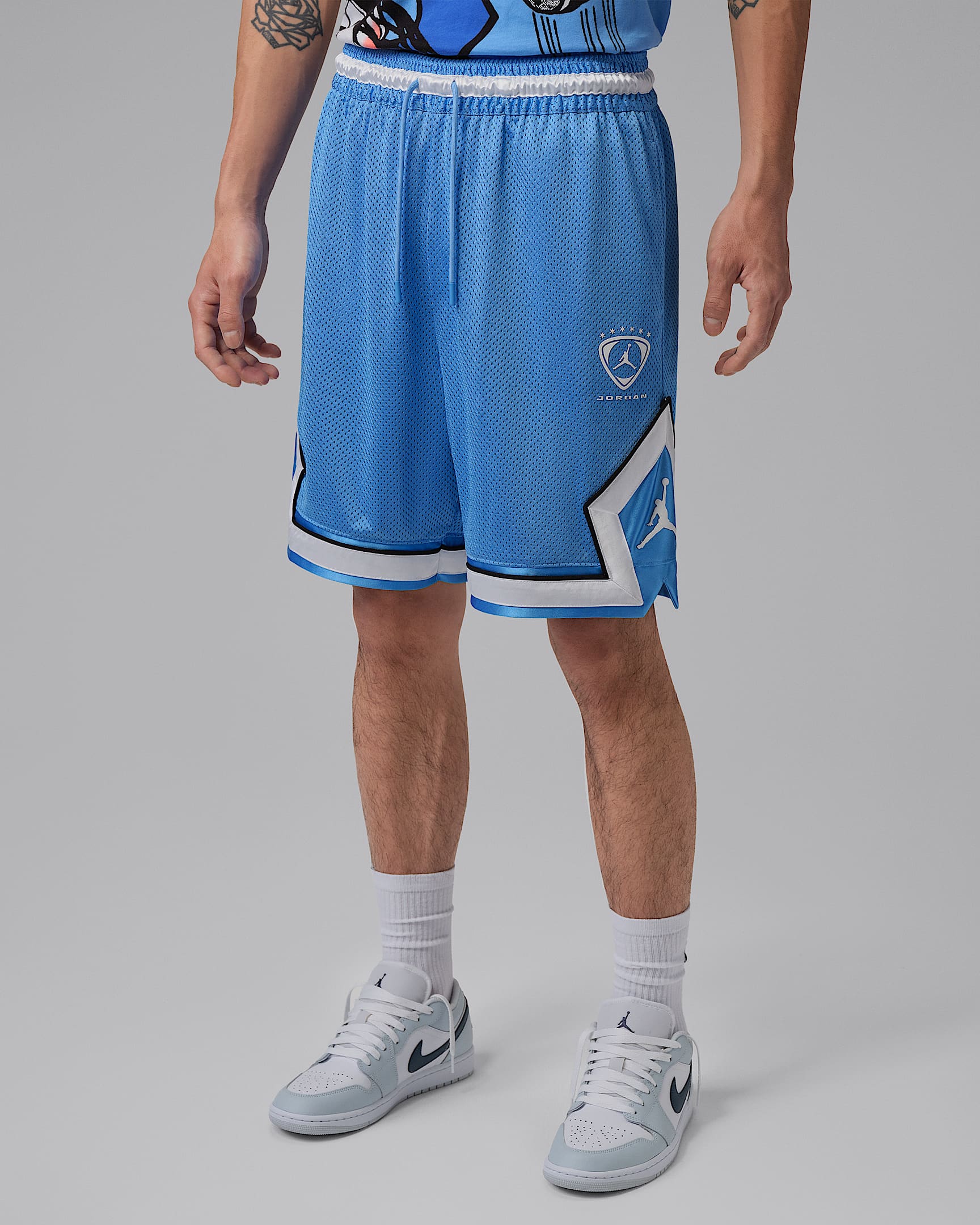 Jordan Brooklyn Diamond 男子网眼布短裤 - 大学蓝/白色