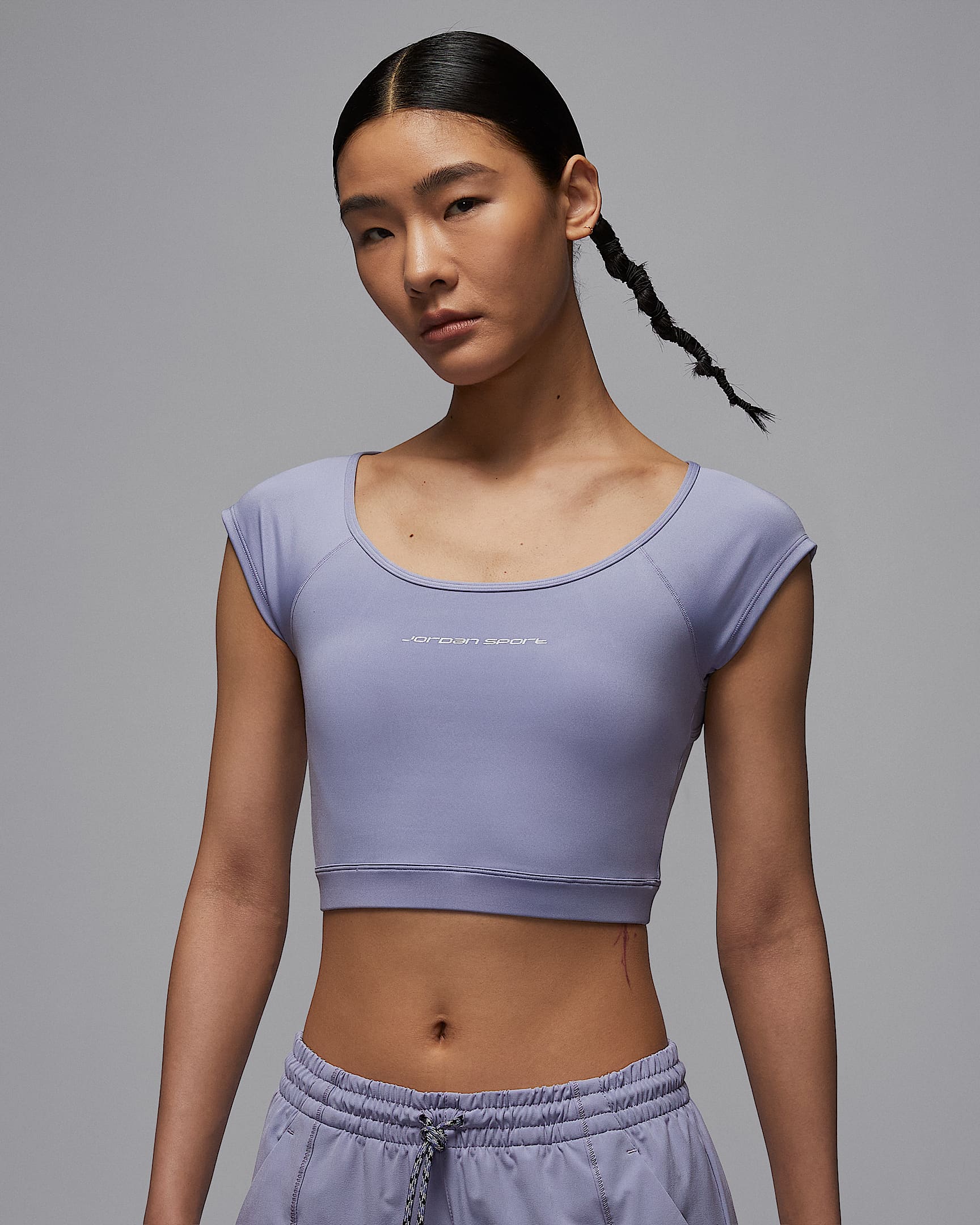 Jordan Sport 女子速干短袖针织短款上衣 - 薄雾灰蓝