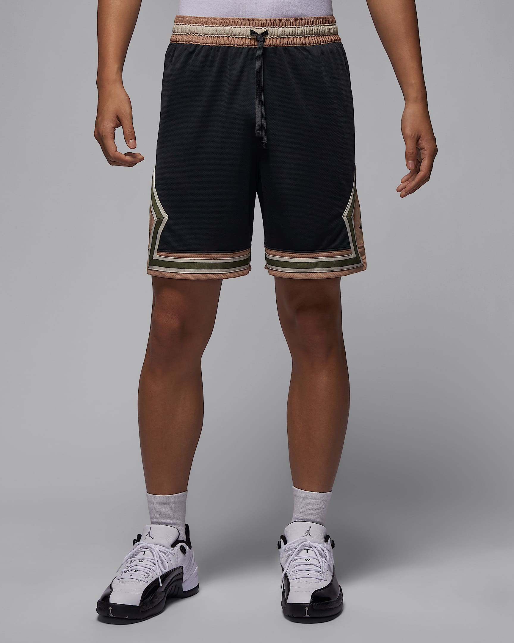 Jordan Sport Dongdan Dri-FIT 下站东单男子速干网眼布短裤 - 灰黑/麻黄/燕麦色/灰黑
